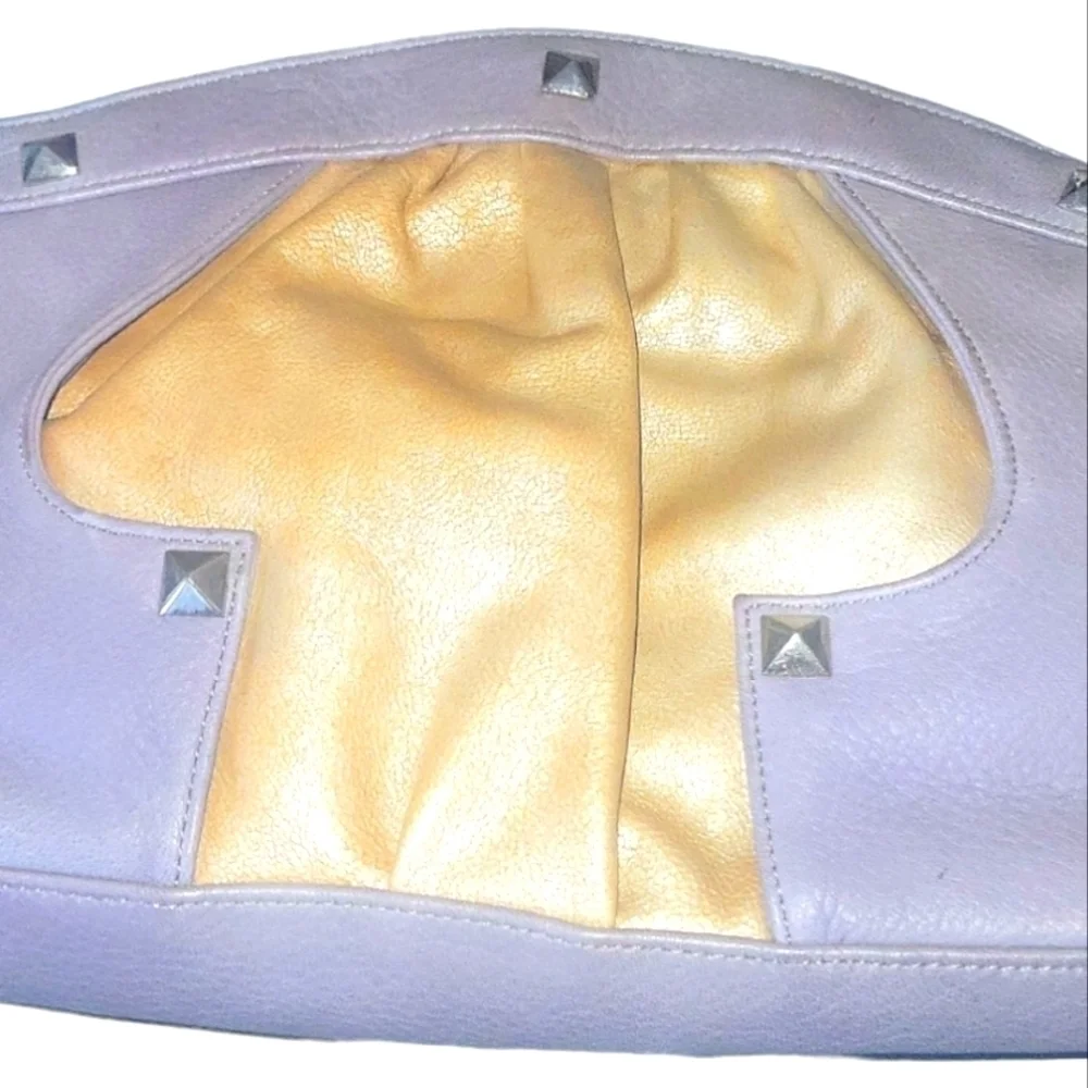 Rebecca Minkoff Vintage Pebbled Leather Studded Lavender & Gold Clutch Bag
